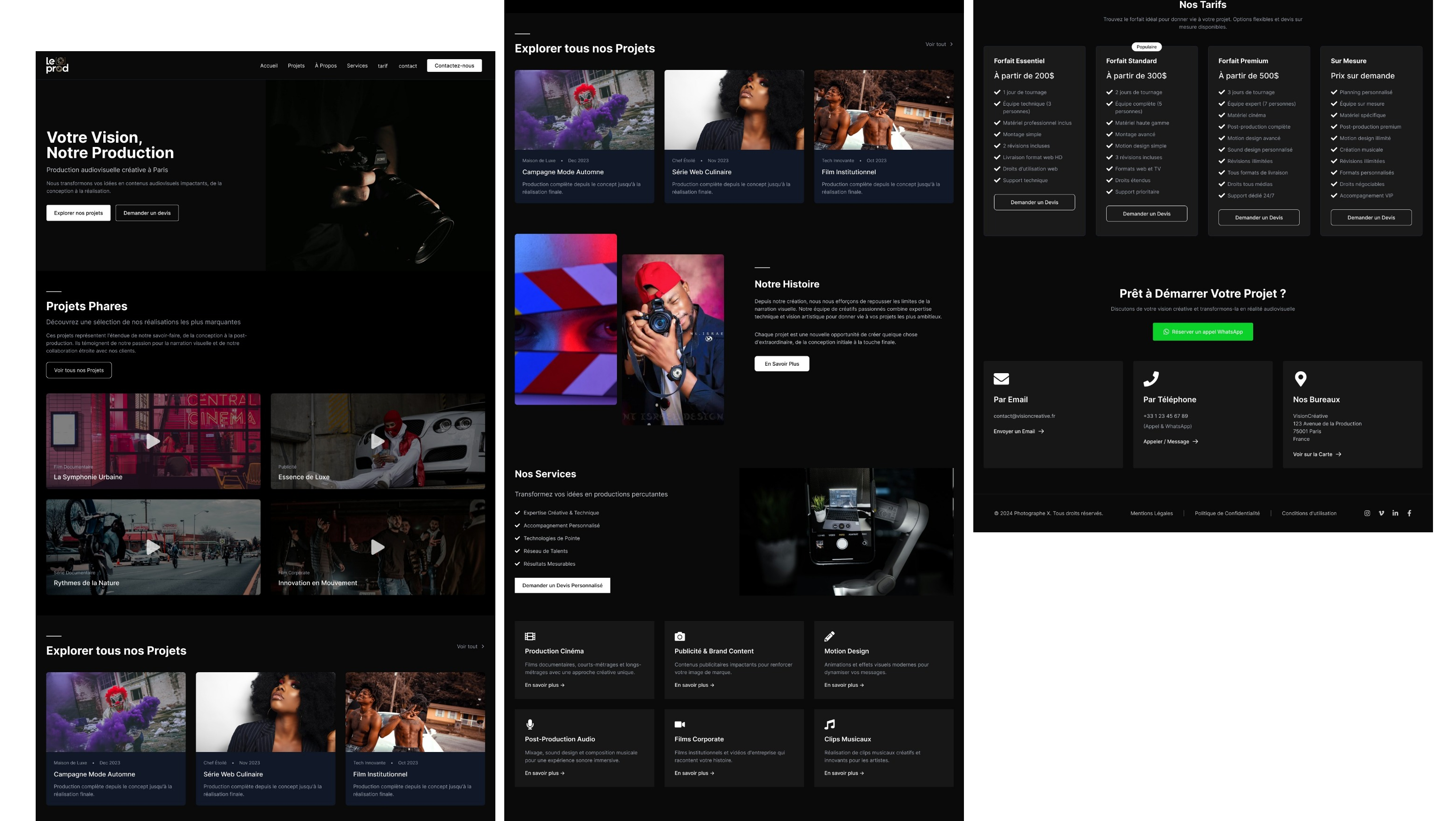 leProd — site portfolio pour une maison de production audiovisuelle